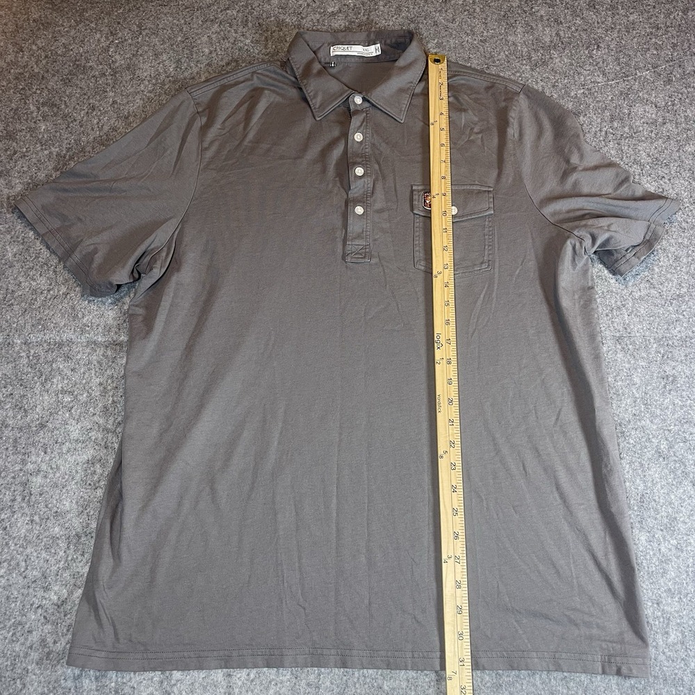 Criquet Polo Shirt Mens 2XL Gray 4 Button Up Elijah Craig Bourbon Logo Pocket - Picture 7 of 8